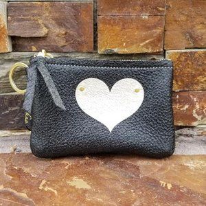 New Leather Keychain/wallet with heart applique